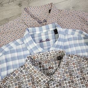 Lot of 3 Tasso‎ Elba Men's Size XXL Cotton Short Sleeve Shirt Shirts Multicolor